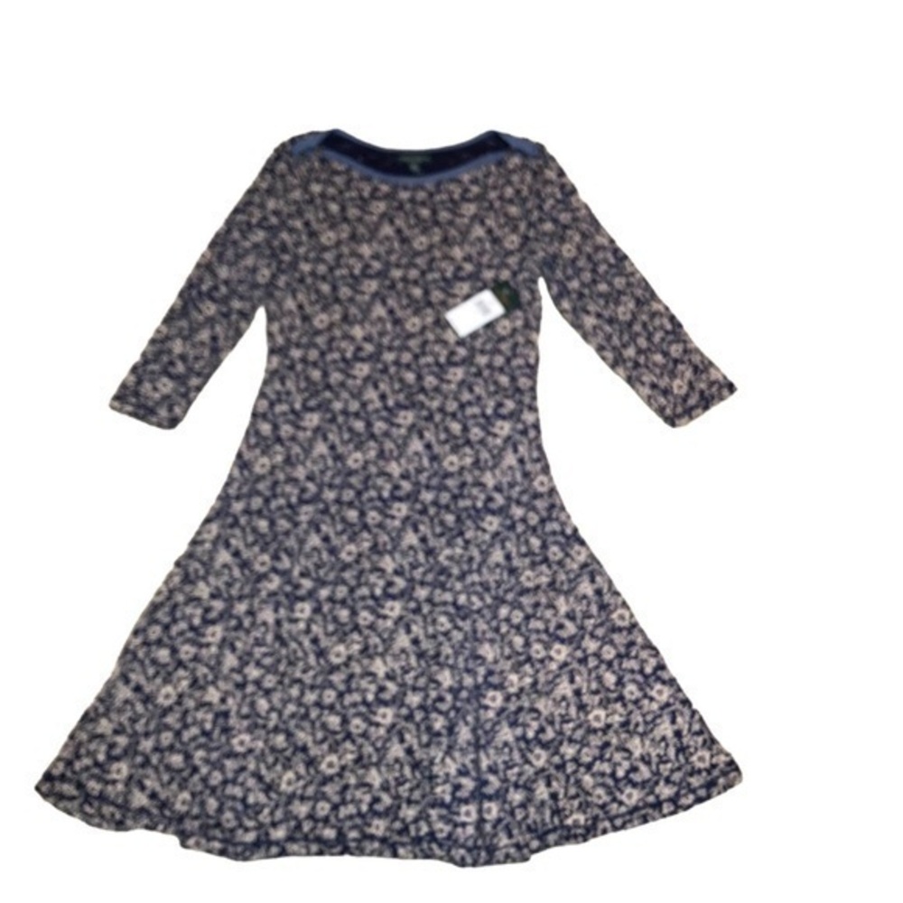 Lauren Ralph Lauren Jean co skater dress blue floral nwt